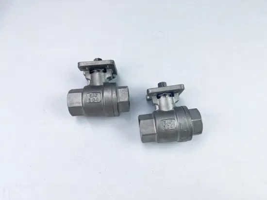 Válvula de esfera de aço inoxidável 2PC Válvulas industriais rosqueadas Ss com válvula flutuante de almofada de montagem opcional
